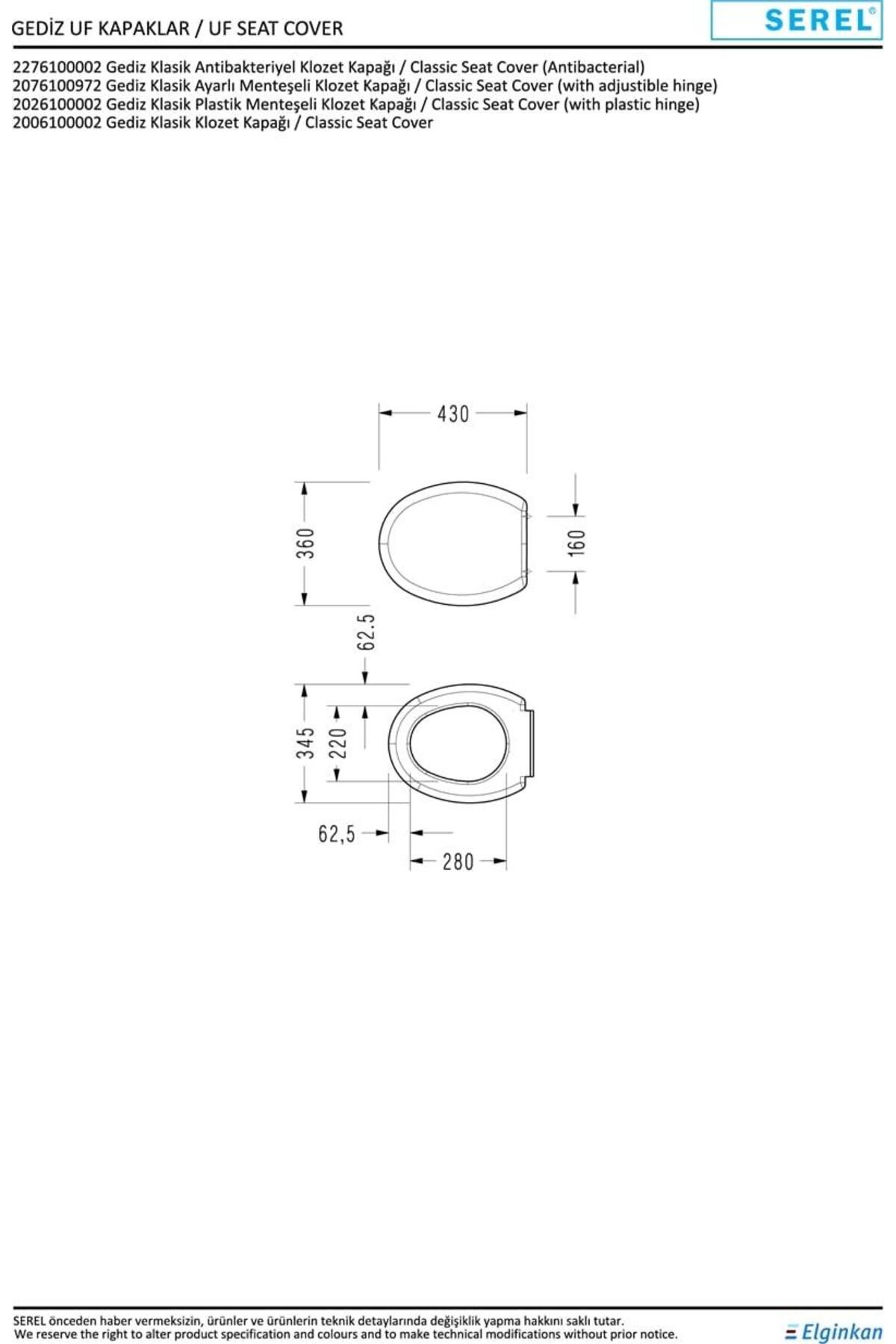 Serel Basic Asma Klozet+Serel Gediz Duroplast Metal Menteşeli Klozet Kapağı