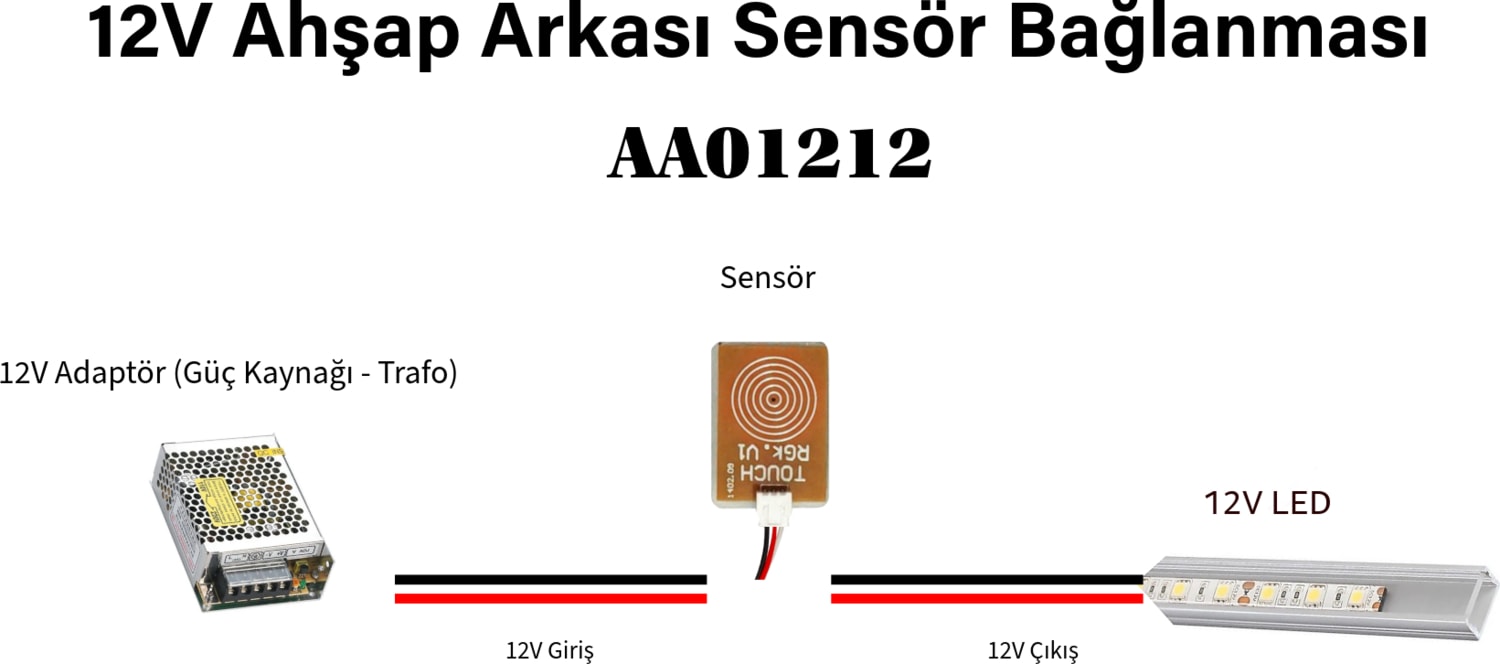 Ahşap-Taş Arkası 12V Dokunmatik Sensör Anahtarı