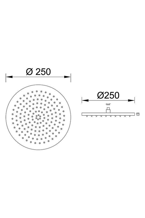 Tepe Duş Başlığı Oval Slim 304 Metal Ø25 Cm Ktd106