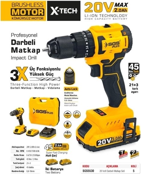 Plus Şarjlı Tornavida SGS5530