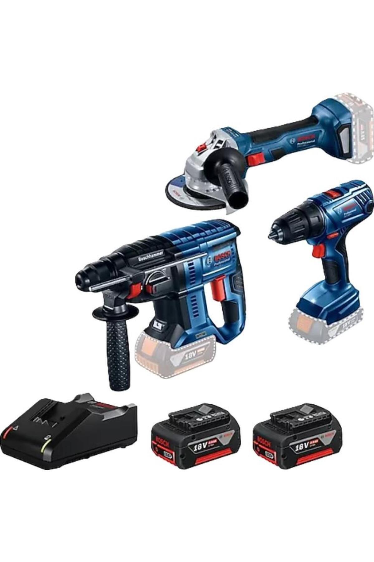 BOSCH GBH+GSR+GWS+2X4A+GAL 18V-40+RAFBAG Profesyonel Set