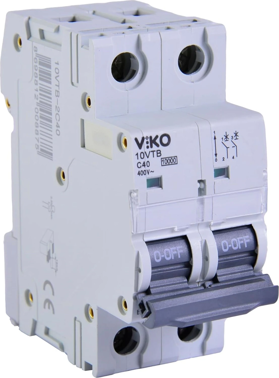 10VTB-2C40 Otomatik Sigorta 10KA C Tipi 2 Kutup 40A