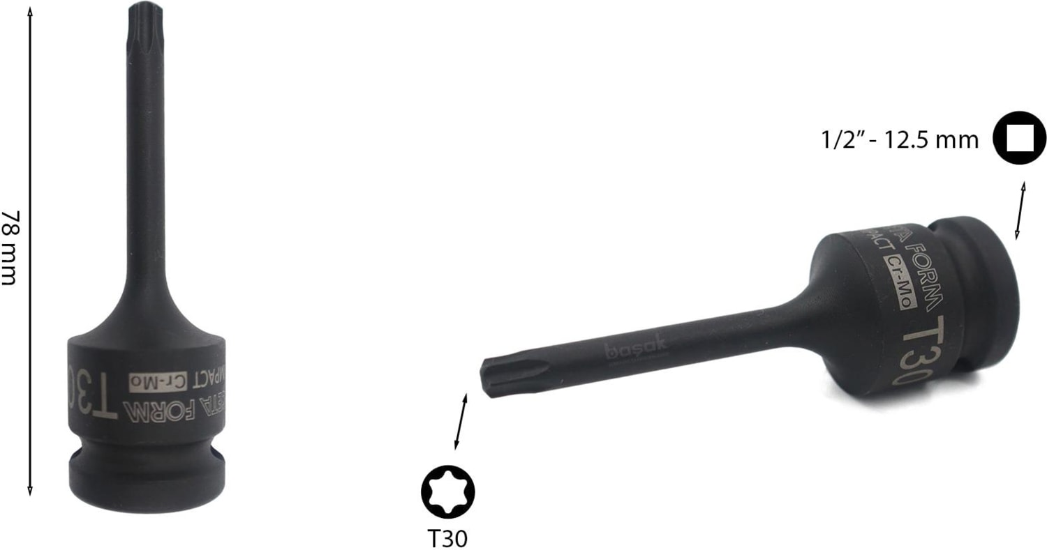 T30 1/2” Havalı Torx Uçlu Lokma Anahtar C68-T30