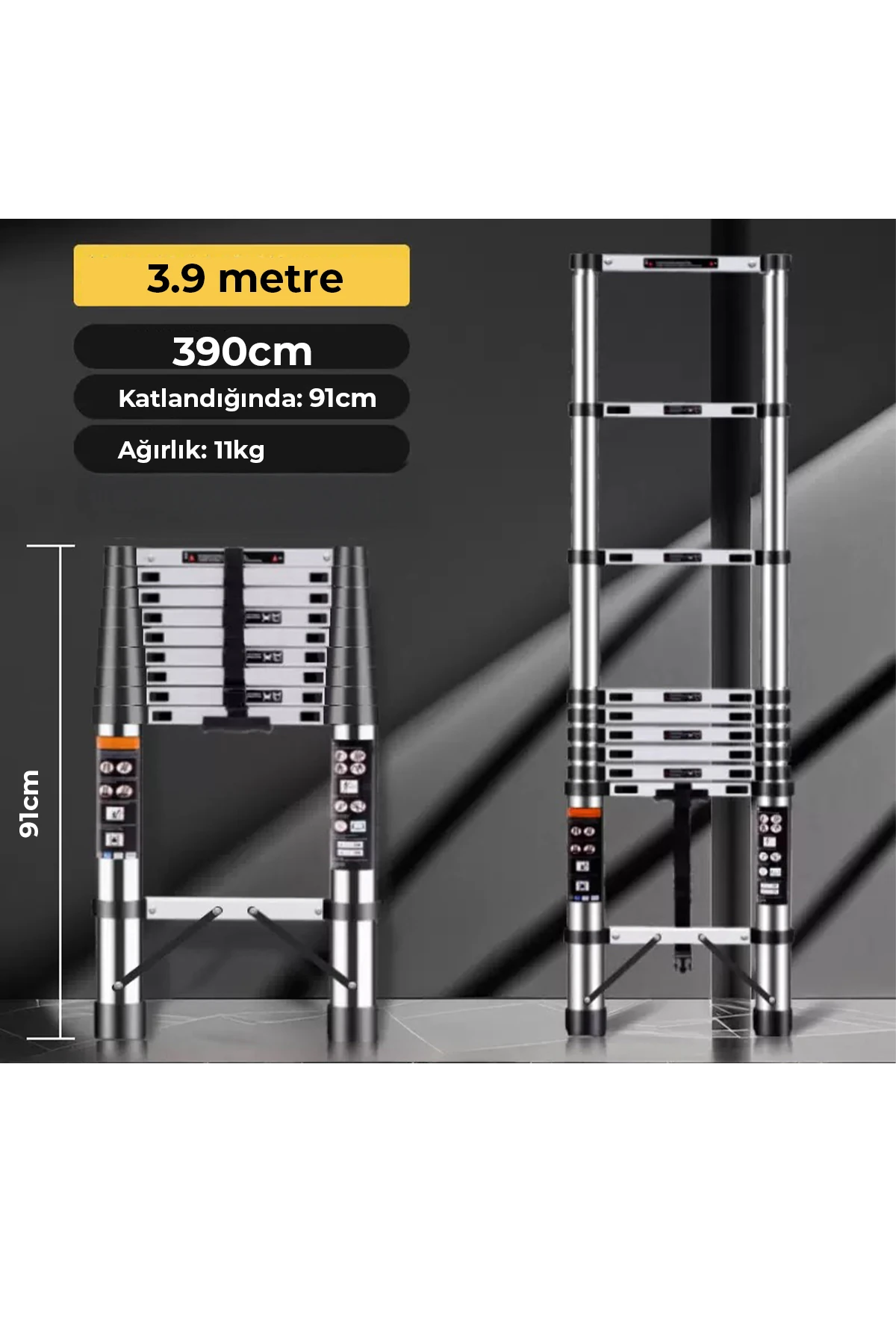 Paslanmaz Çelik Katlanır Merdiven 3.9 Metre