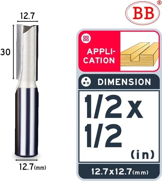 1-2x1-2 Bb Düz Bit 1/4 1/2 Ağaç Işleme Planya 1 2 Flüt Uzun Bıçak Yönlendirici Bit Aracı End Mill Kesici Yan Çalışma (Yurt Dışından)