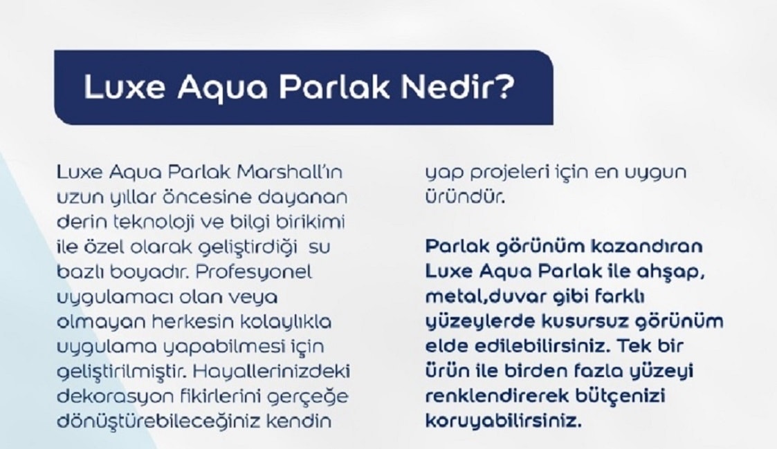 Aqua Luxe Su Bazlı Parlak Akrilik Esaslı Dekoratif Boya