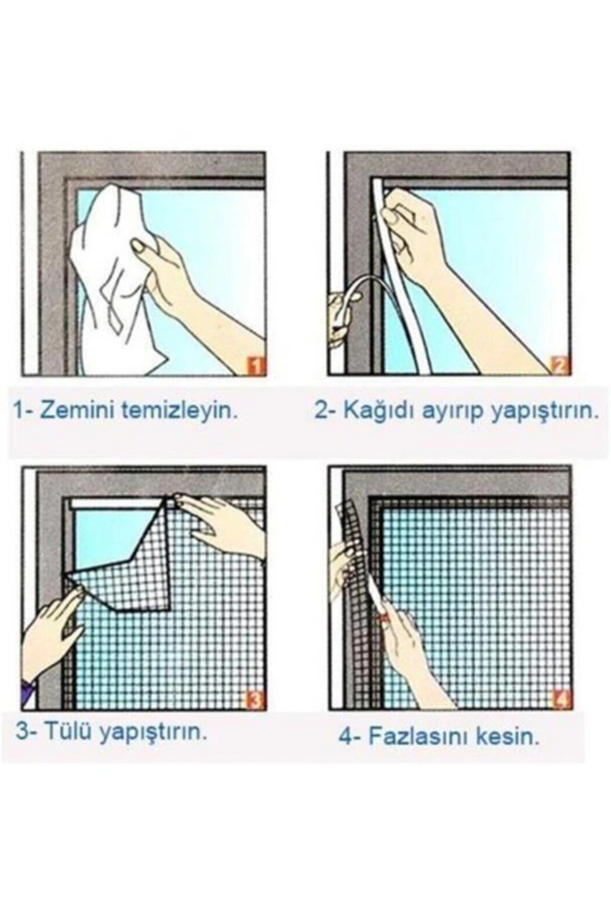 4 Lü Paket Mıknatıslı 2 Adet Kapı 2 Adet Pencere Sinekliği Tülü Paketi