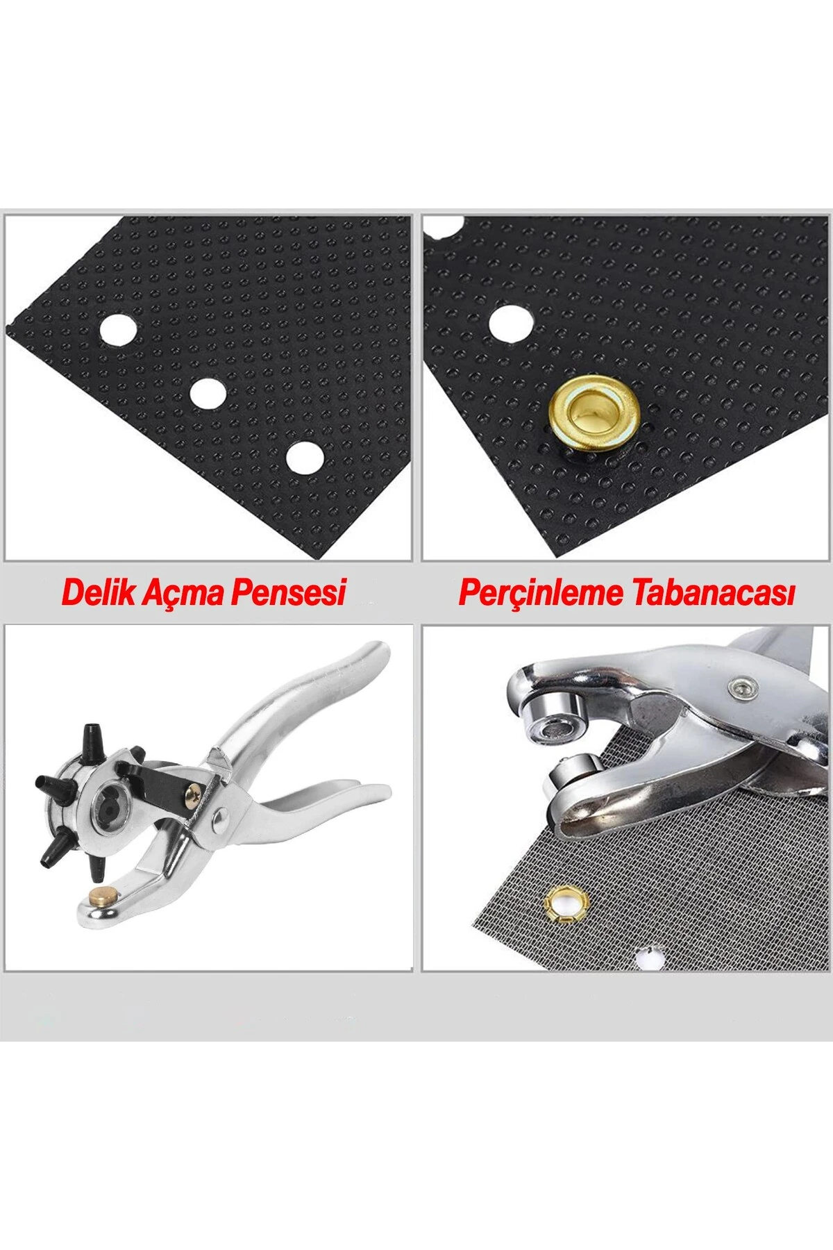 Kemer Deri Delme Pensesi Metal 2'li Set 6 Farklı Boyutta Delici Delik Açıcı Perçin Perçinleme