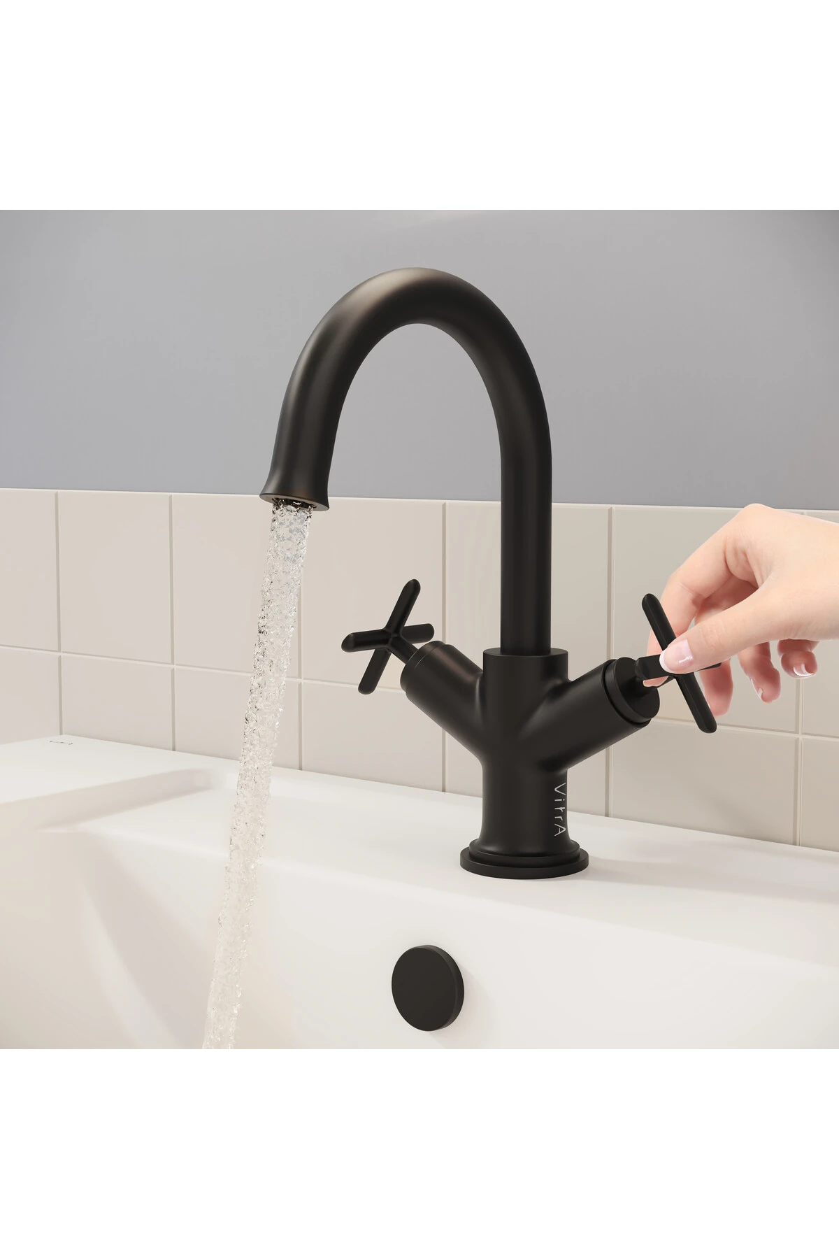 Origin Classic A4288436 Lavabo Bataryası, Çift Kumandalı, Mat Siyah