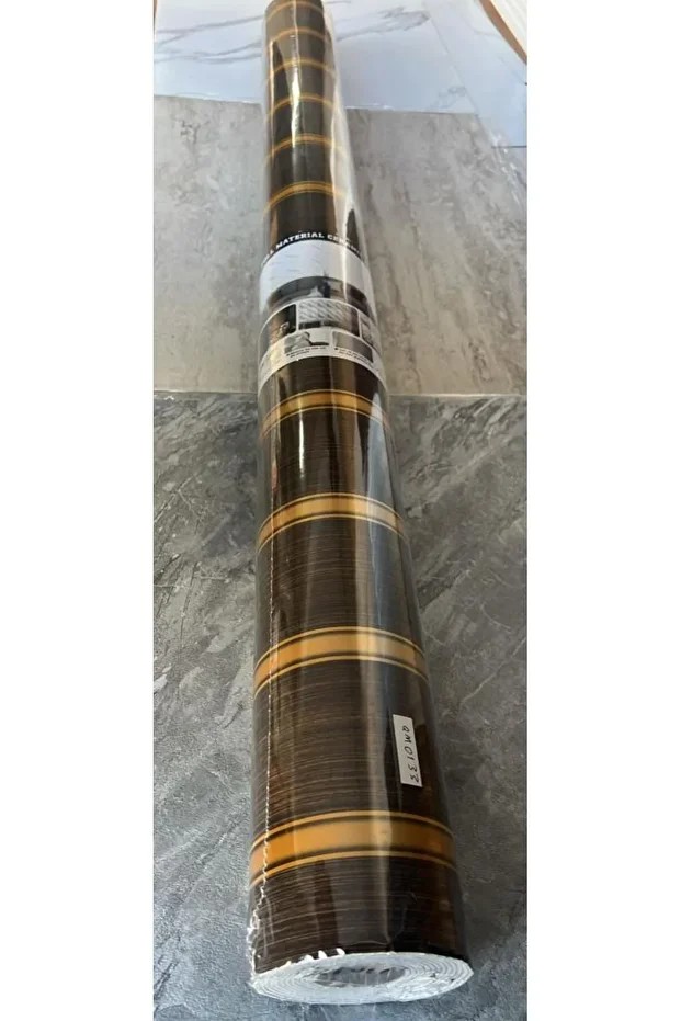 120cmx300cm Tek Parça Yapışkanlı Rulo Gold Çizgili Düz Parlak Duvar Paneli Kağıdı Taksim QM0133