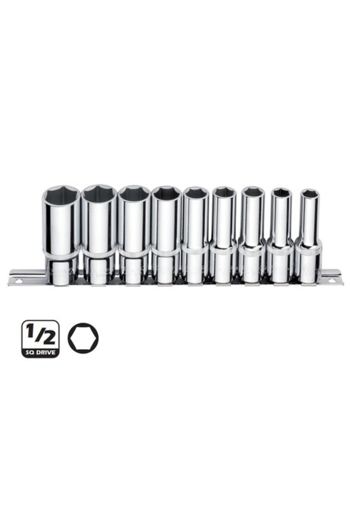 C24-r09 9 Parça 1/2’’ 6 Köşe Derin Lokma Anahtar Takımı