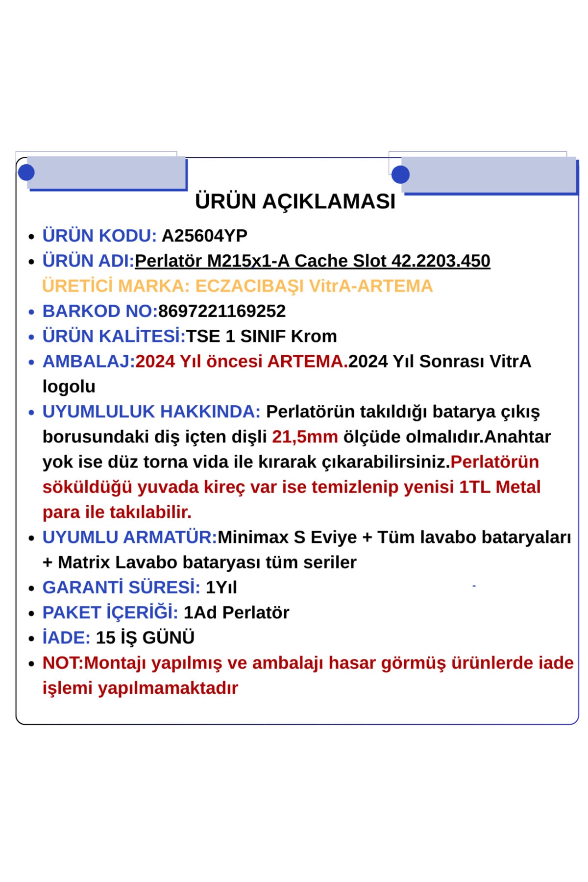 A25604YP Perlatör M215x1-A Cache Slot 42.2203.450