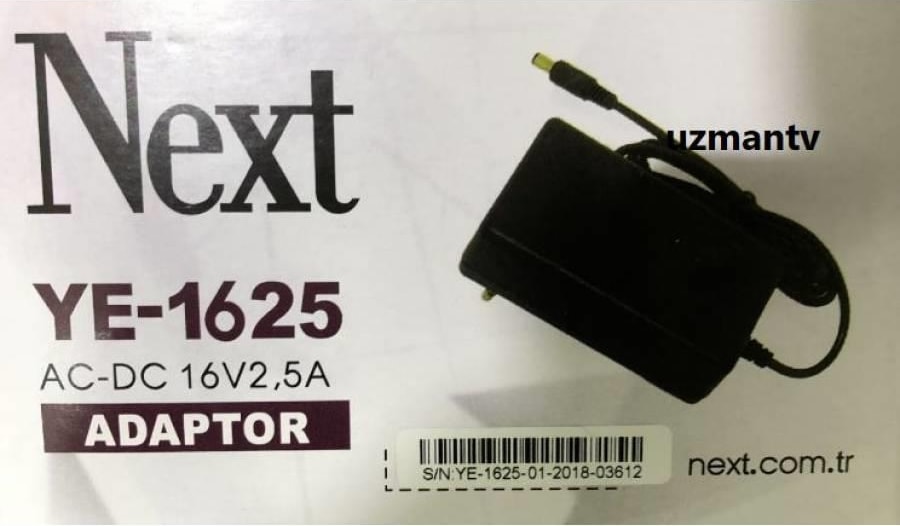 Santral Adaptör 16V 2.5A 5.5x2.5 YE-1625-1605