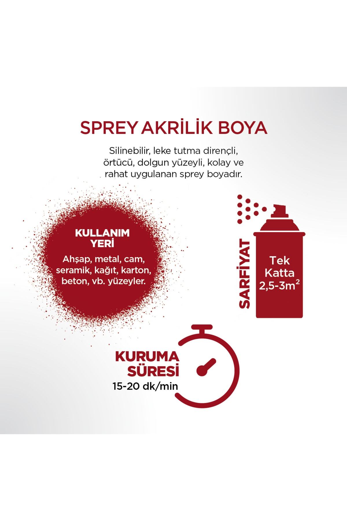 Ateş Kırmızı Sprey Boya 400 ml (4 Adet )