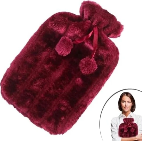 Güncelçarşı 2 Litre Ponponlu Peluş Sıcak Su Torbası 1.sınıf Kauçuk Malzeme