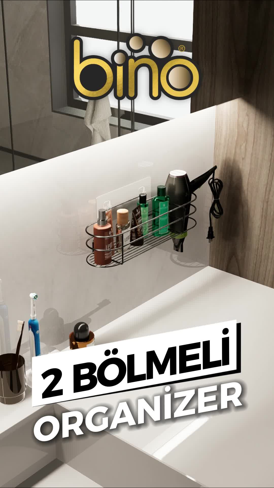 Banyo Aksesuarları Banyo Düzenleyici Yapışkanlı Saç Kurutma Makinesi Fön Makinesi Organizer Raf