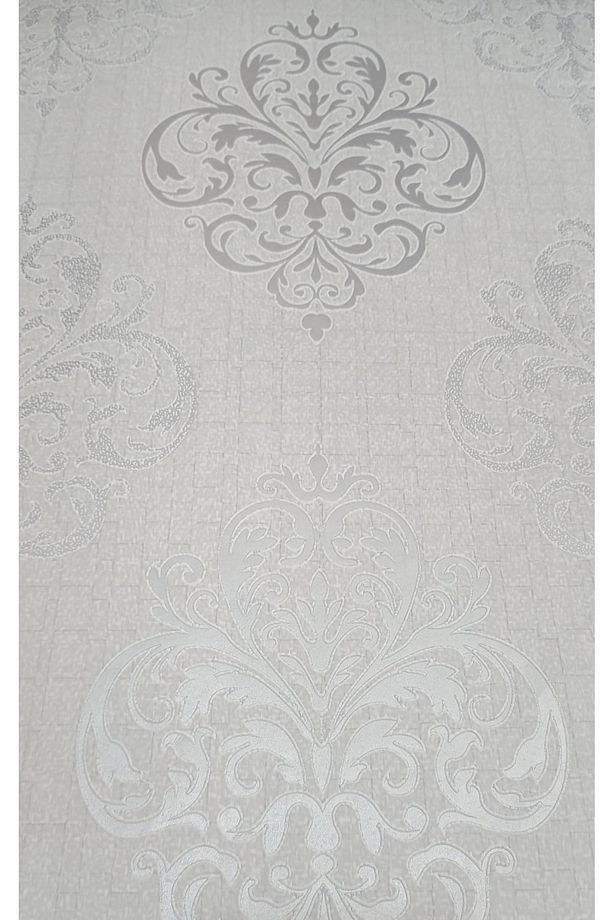 Gri&gümüş Damaks Desenli Duvar Kağıdı (5m2)