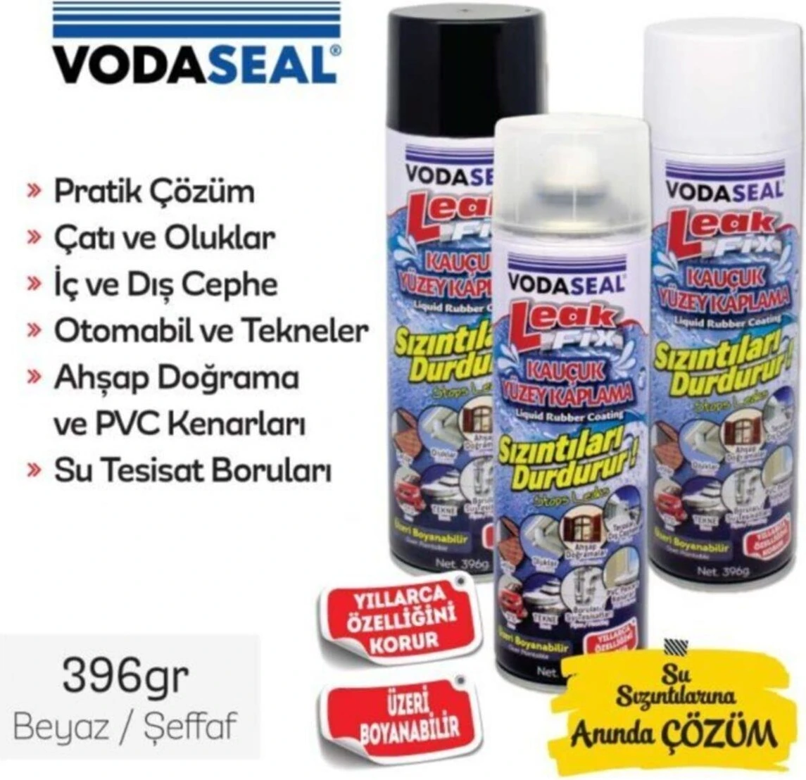 Leak Fix Su Geçirmez Sızdırmaz Sprey 396 gr Renk Seçenekli Siyah