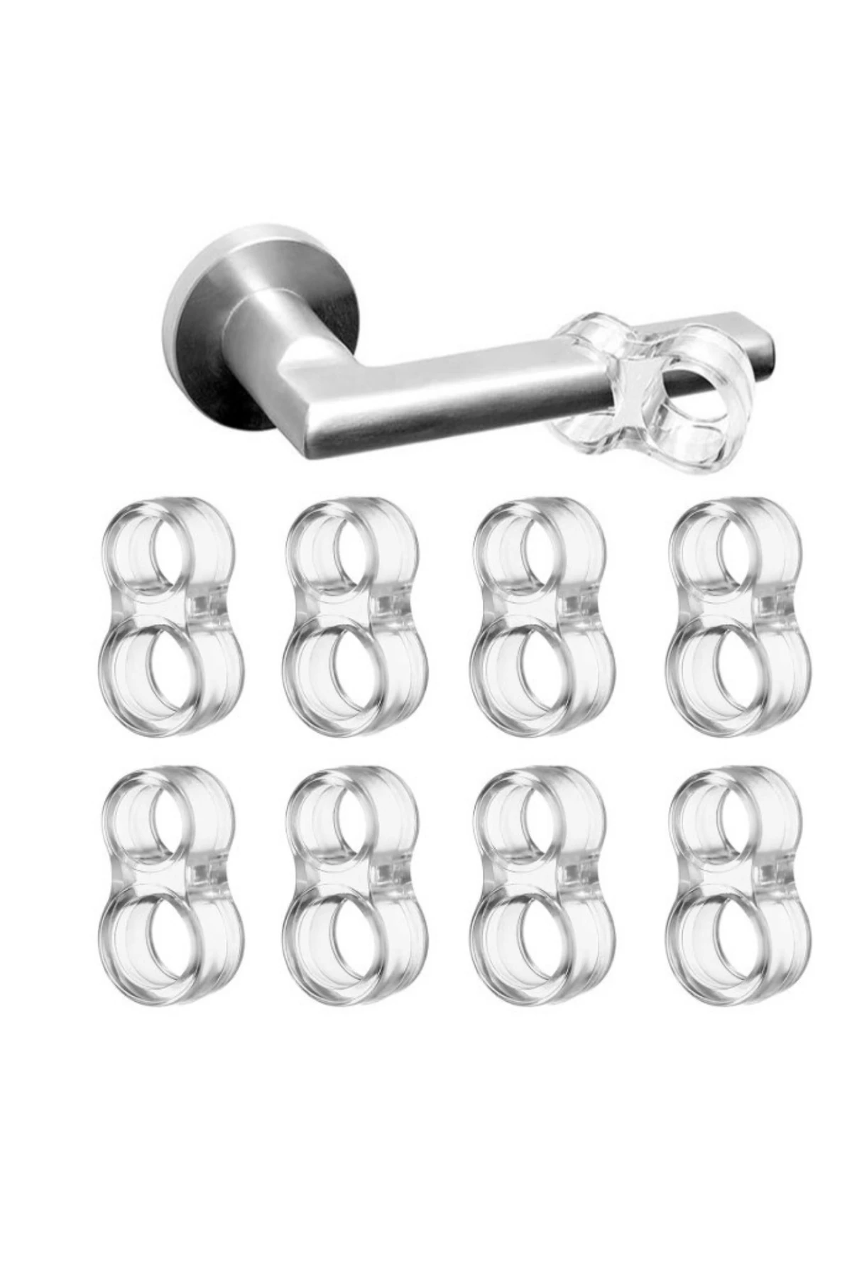 10 Adet Plastik Pvc Şeffaf Kapı Kolu Tutucu Tutacağı Durdurucu Pencere Tamponu Stoperi Elastik