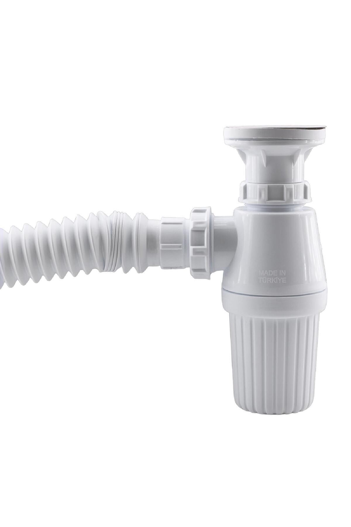 Lavabo Sifonu Gideri Borusu Körüklü Sökülebilir Tas'lı Mutfak Banyo Evye Pis Su Plastik 38 Cm