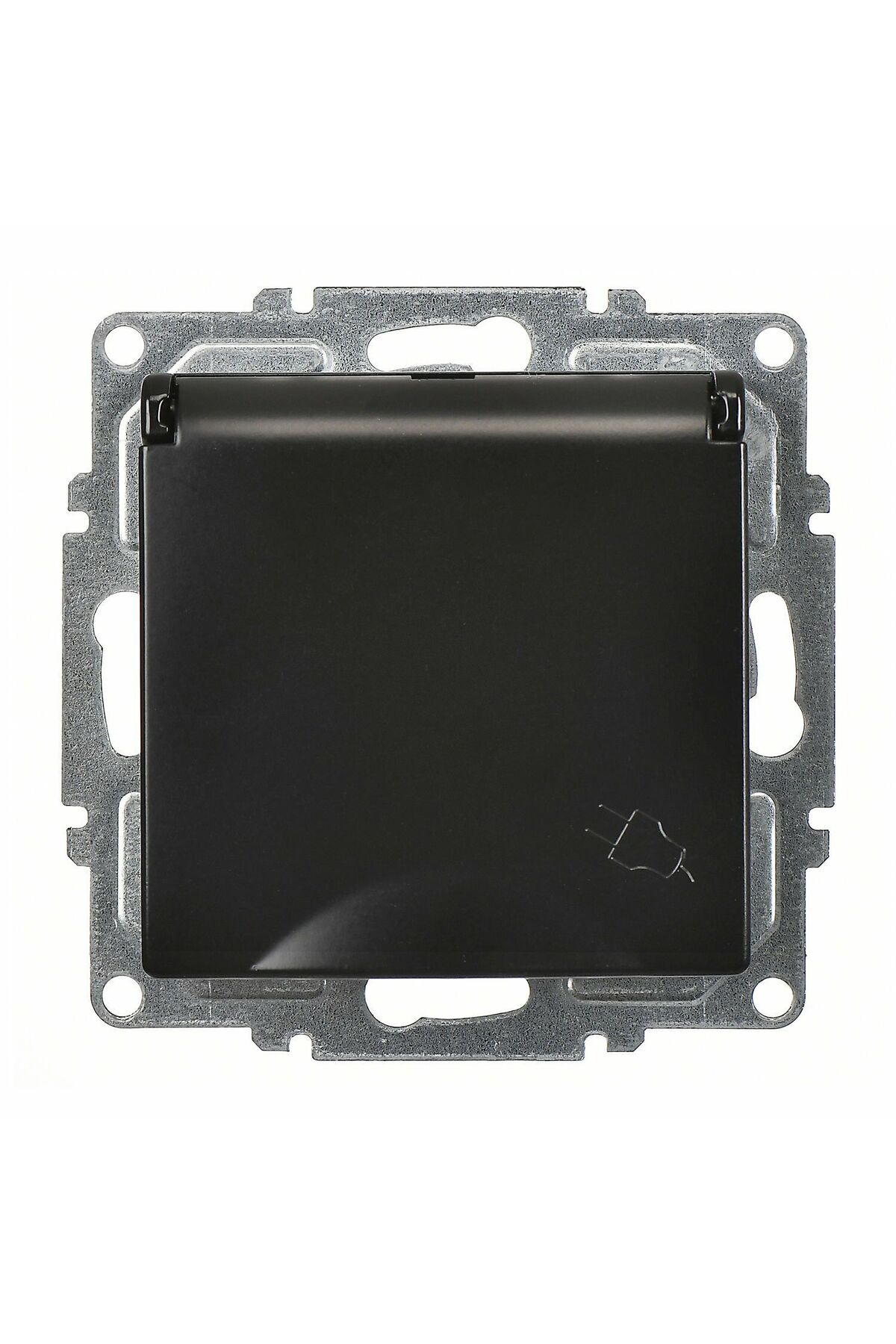 Visage Metalik Siyah Kapaklı Topraklı Priz Mekanizma