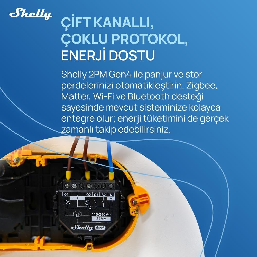 2PM Gen4 Enerji Ölçümlü 2 Kanallı Akıllı Röle