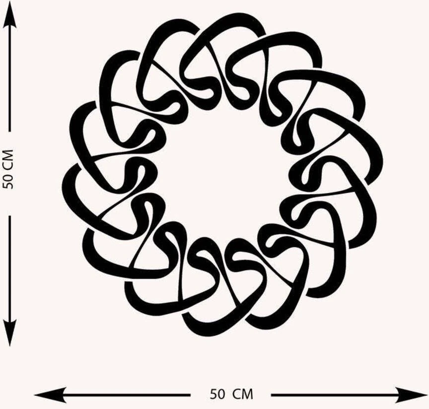 -Vav Harfi Islami Metal Tablo - Islami Ev Dekorasyonu - Dini Duvar Tabloları - 50 X 50 - Cm - Sıyah-Islm-122