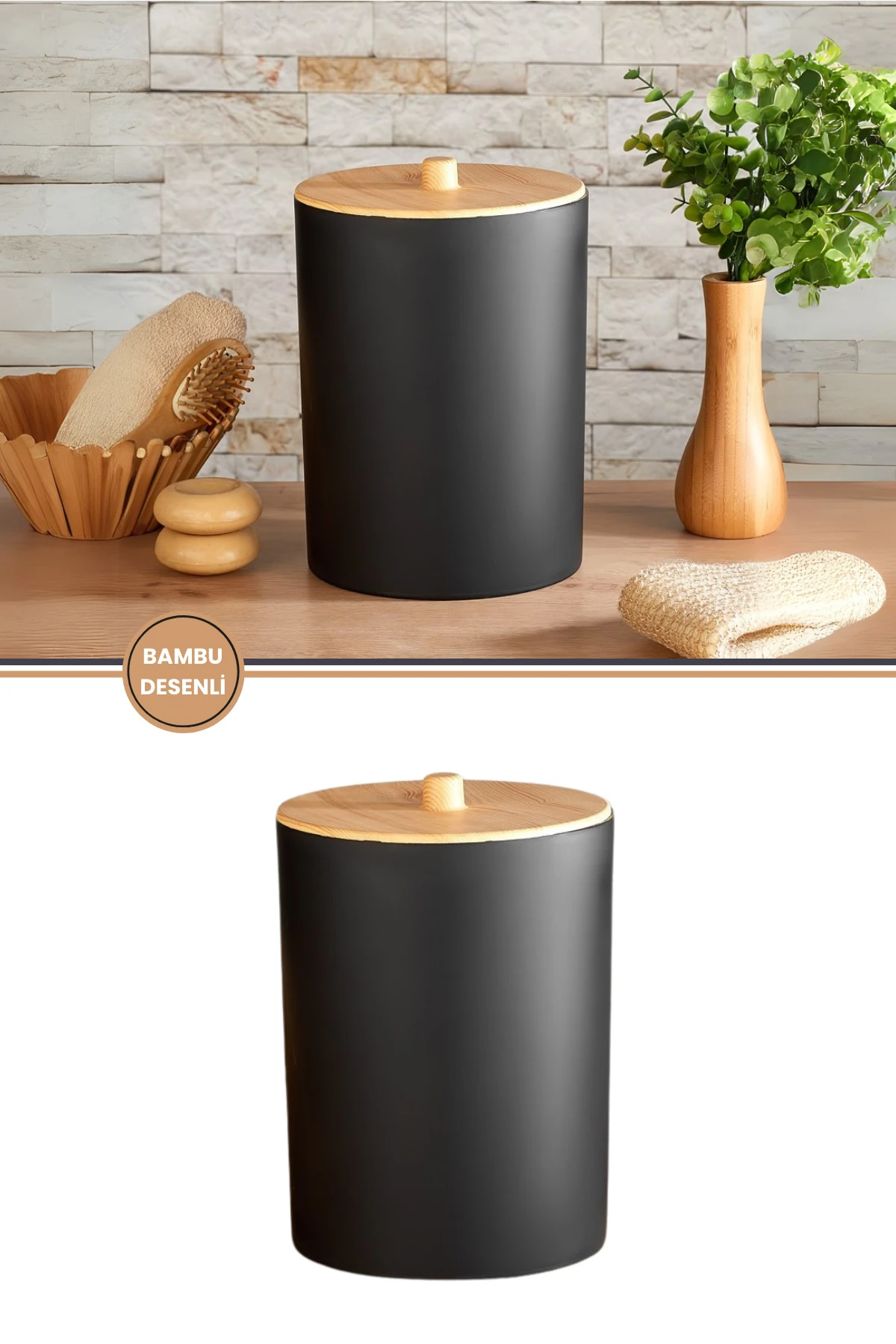 Bambu Desenli Mutfak Banyo Çöp Kovası