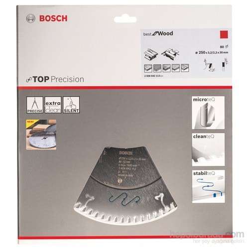 BOSCH - Best Serisi Hassas Kesim Ahşap İçin Daire Testere Bıçağı - 250 X 30 X 3,2 Mm, 80 Diş