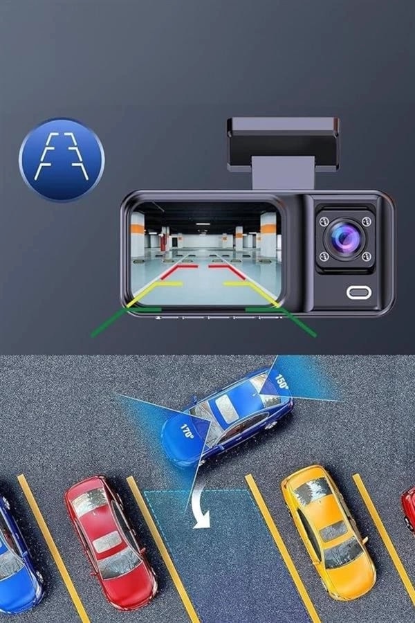 Ön ve Arka Kameralı 2 Inç 1080P Full Hd Dvr Araç Içi Ekran