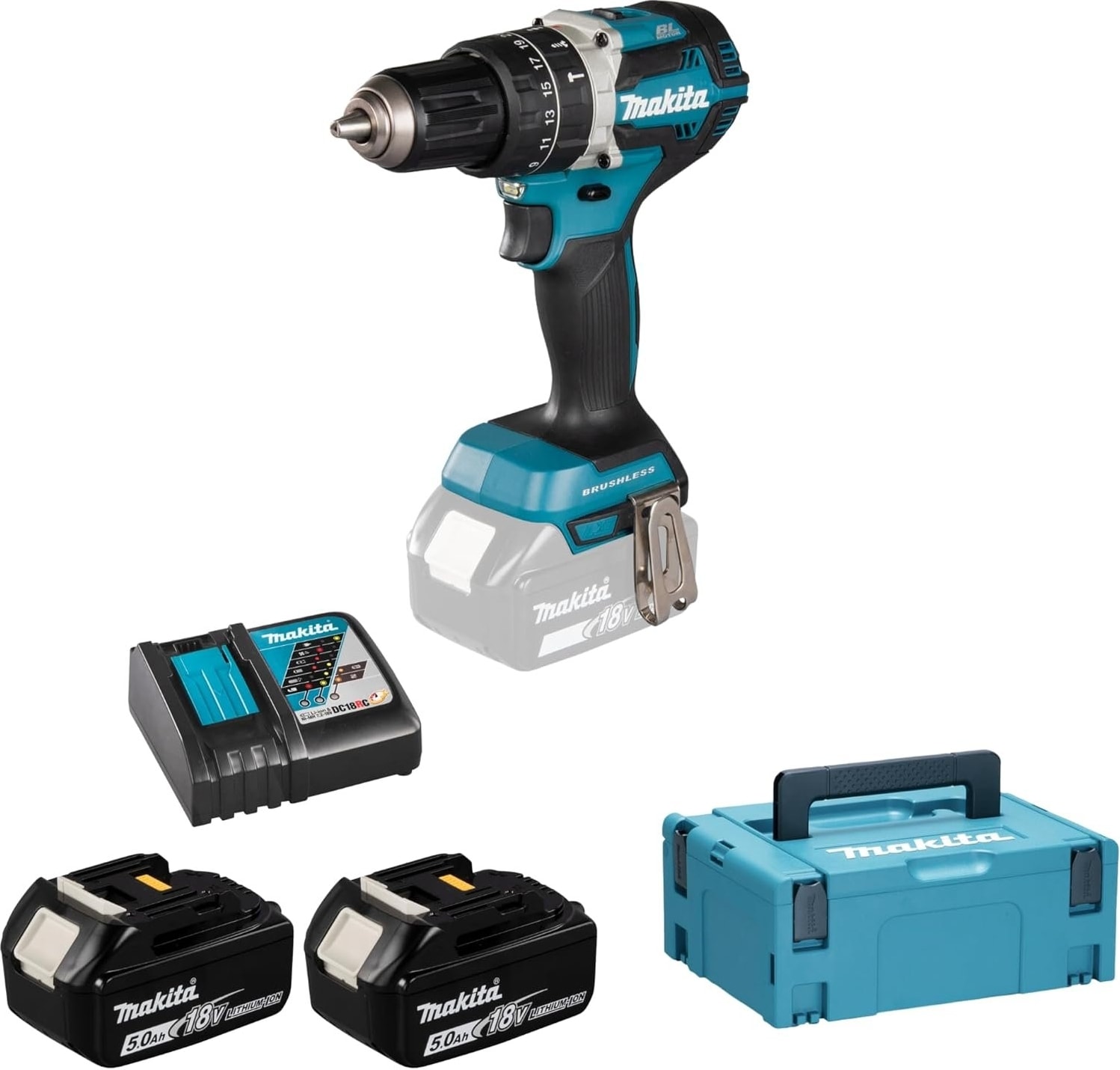 MAKİTA DHP484RTJ 5 Ah. Darbeli Matkap Vidalama 1/2”