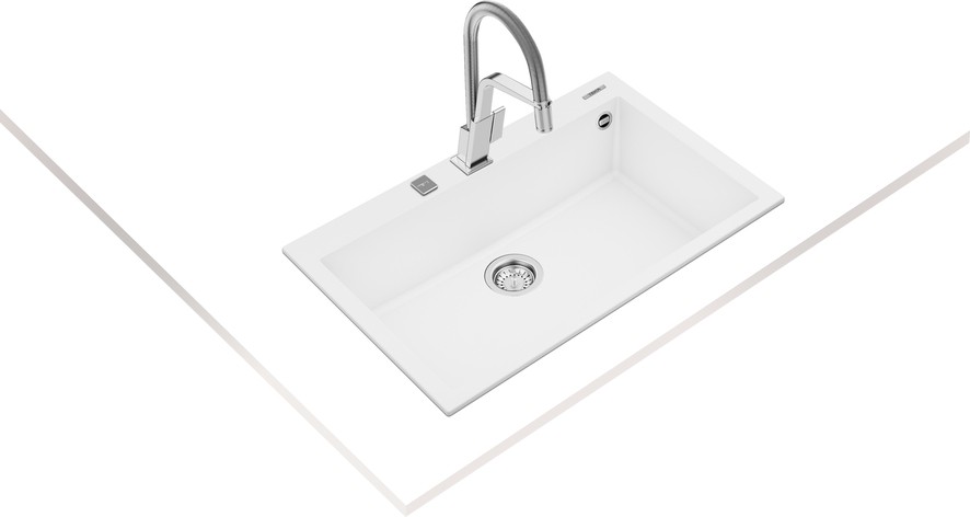 FORSQUARE 72.40 TG ARTIC WHITE Ankastre Kumanda Sifonlu Granit Eviye Beyaz 72 cm 115230004