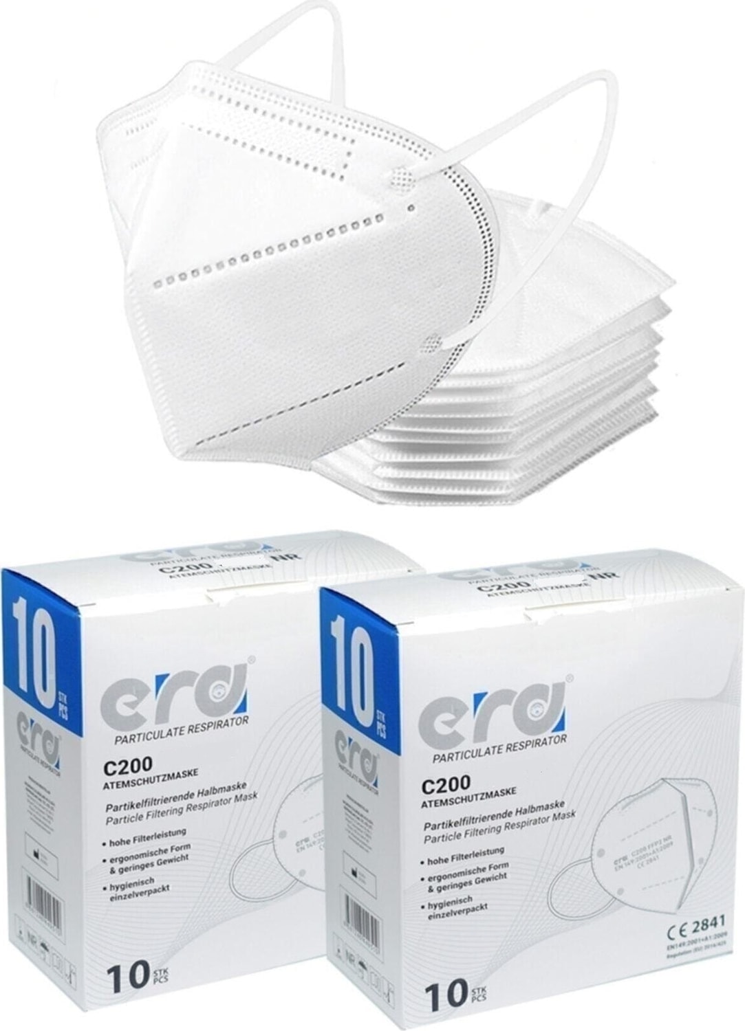 C-200 N95 Ventilsiz Solunum Maskesi - 10 Adet