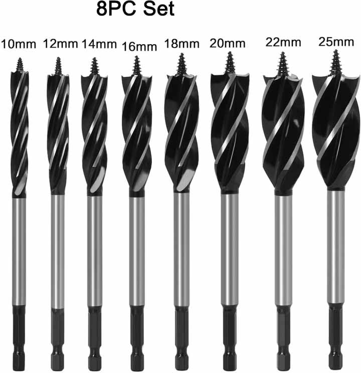 16MM 12-35MM Ağaç Işleme Büküm Matkap Ucu Seti Uzun Dört Yuvalı 6.35MM Shank Karbür Matkap Ucu Delik Testere Kapı Kilidi Ahşap Planya Araçları (Yurt Dışından)