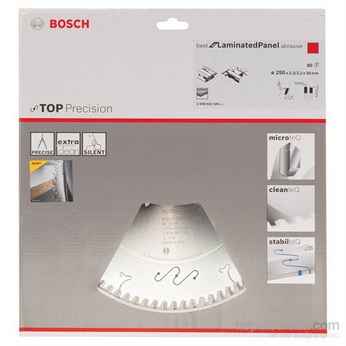 BOSCH - Best Serisi Hassas Kesim Aşındırıcı Kaplamalı Lamine Panel İçin Daire Testere Bıçağı - 250 X 30 X 3,2 Mm, 80 Diş