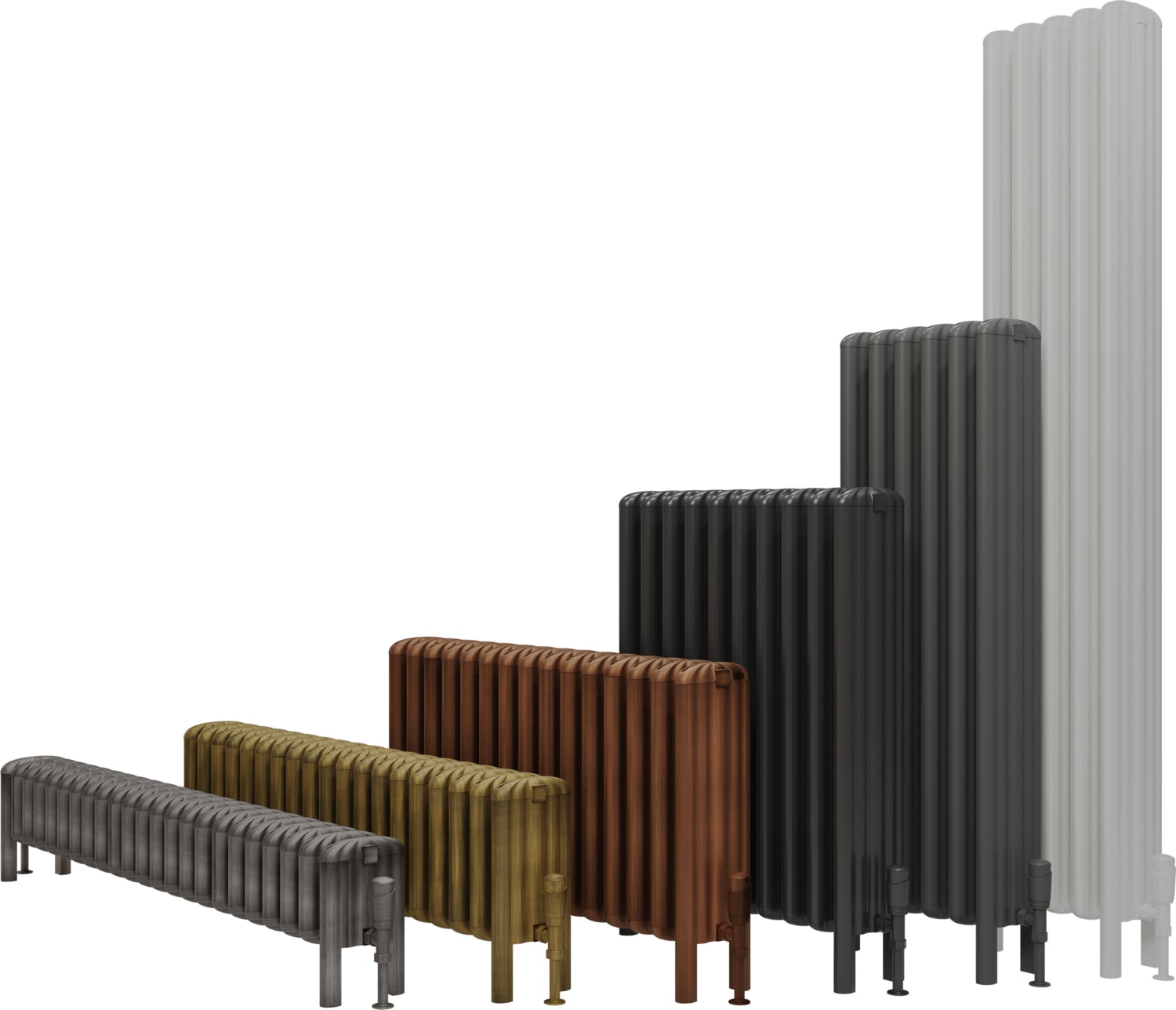 Grande Lux Alüminyum Yatay Radyatör 300x960 mm 15 Dilim | 1019 W Yüksek Isıl Güç | Dokulu Siyah