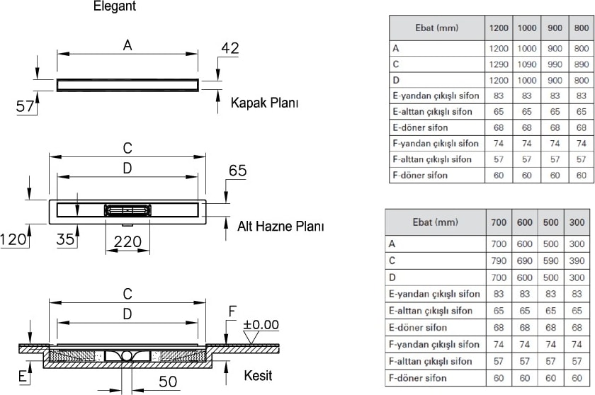 V-Flow Elegant 59980232000 Duş Kanalı, Yandan Sifon, H:60, 60 cm, DK 100, Parlak Altın