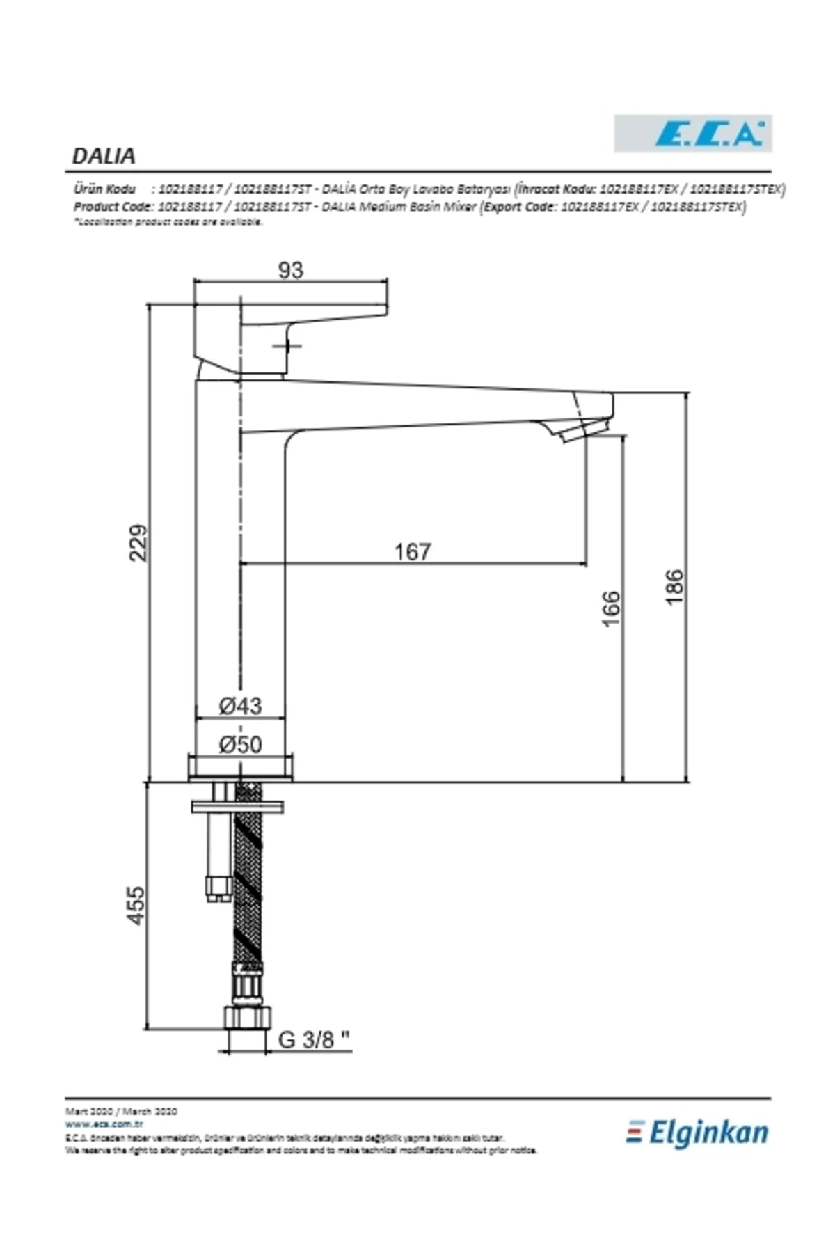 Dalia Orta Boy Lavabo Bataryası