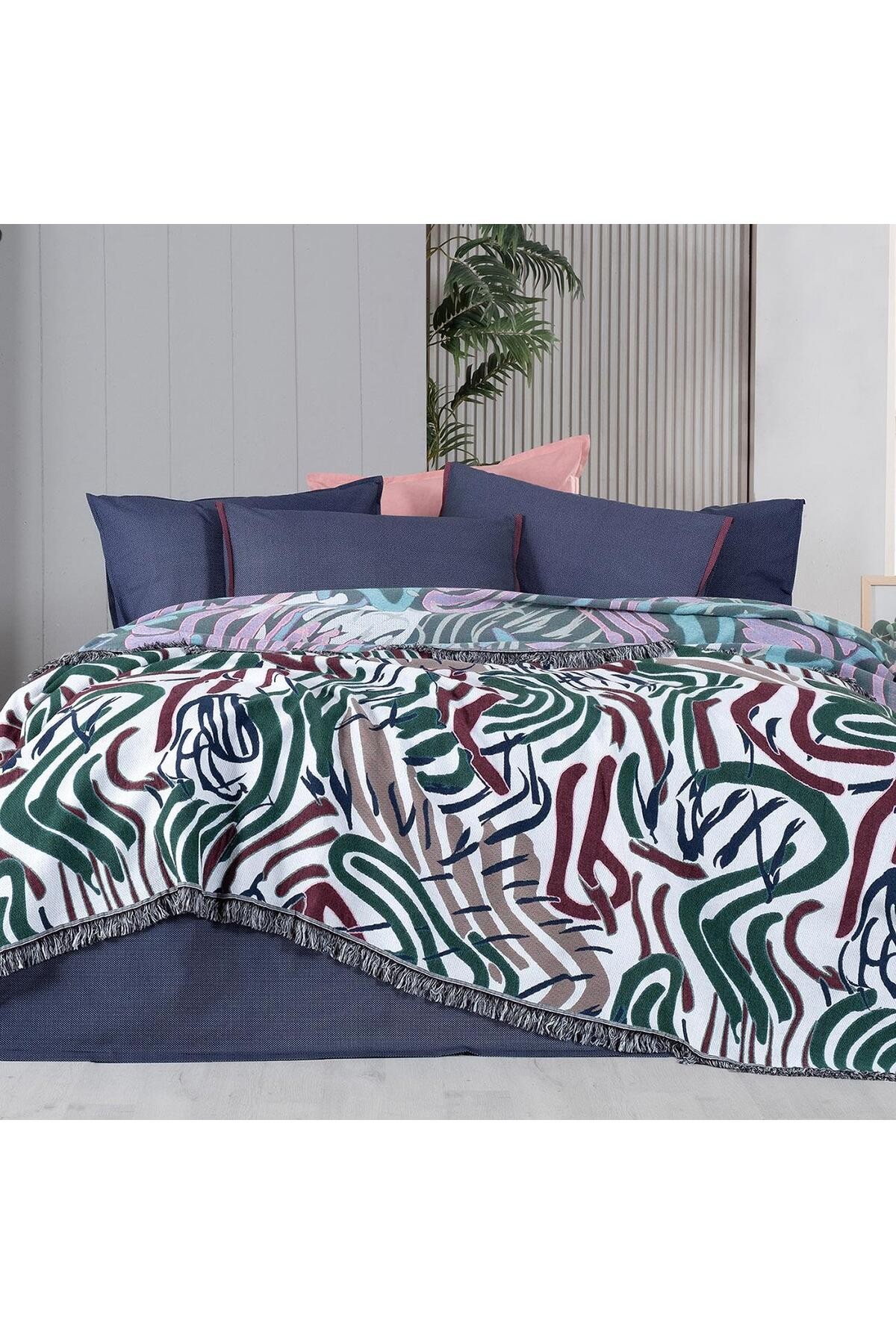 Favor Multicolor Çift Kişilik %100 Pamuk İpliği Boyalı Pike Takımı