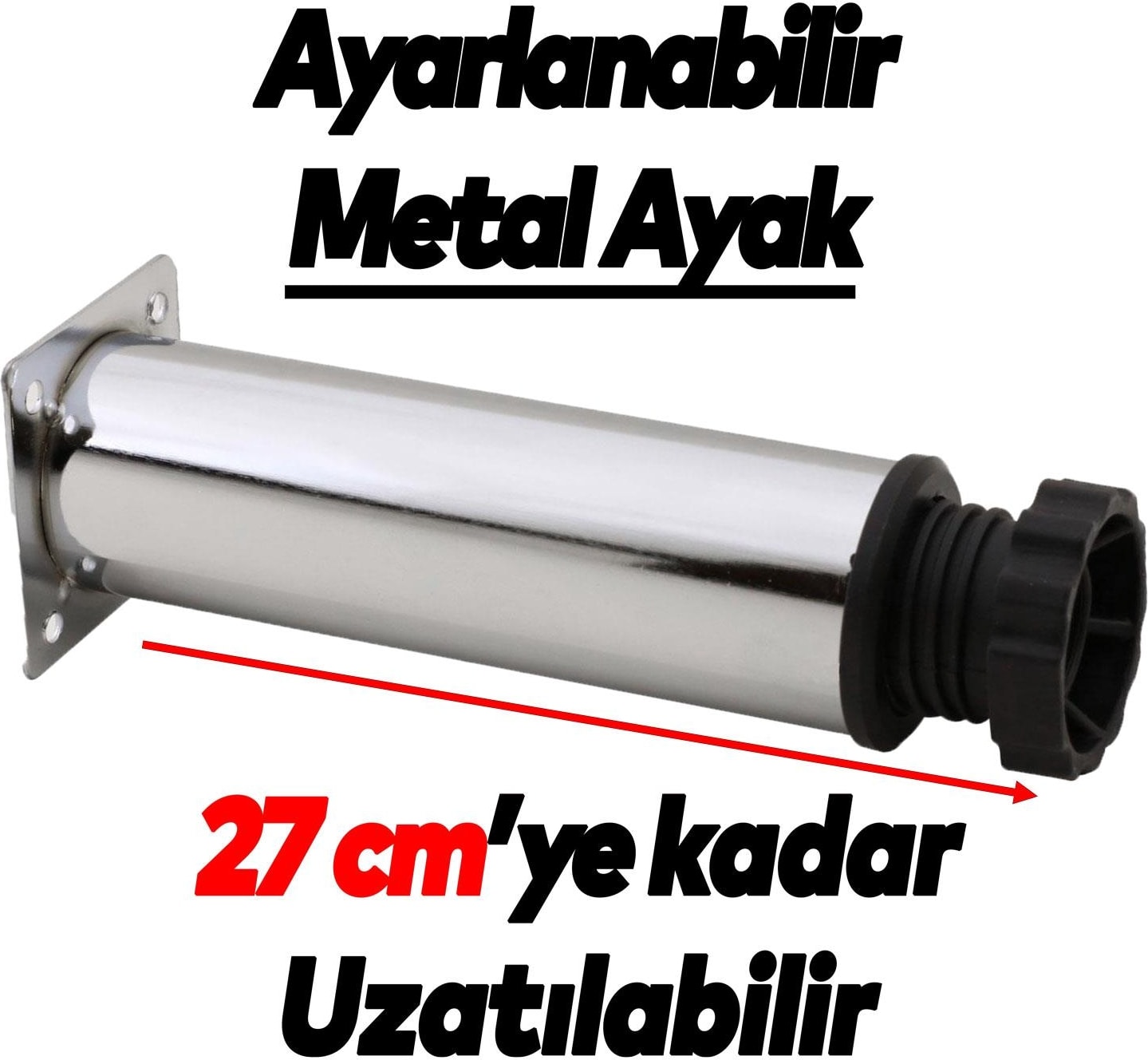 Ayarlanabilir Mobilya Kanepe Baza Koltuk Metal Destek Yükseltici Ayağı 25 cm Krom Ayakları (8 Adet)