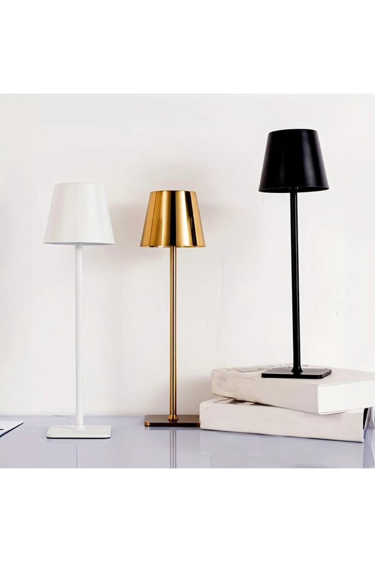 Masa Lambası Gold Renk Tek Anahtarla Dokunmatik 3 Renk Yanma Modlu Dimmerli