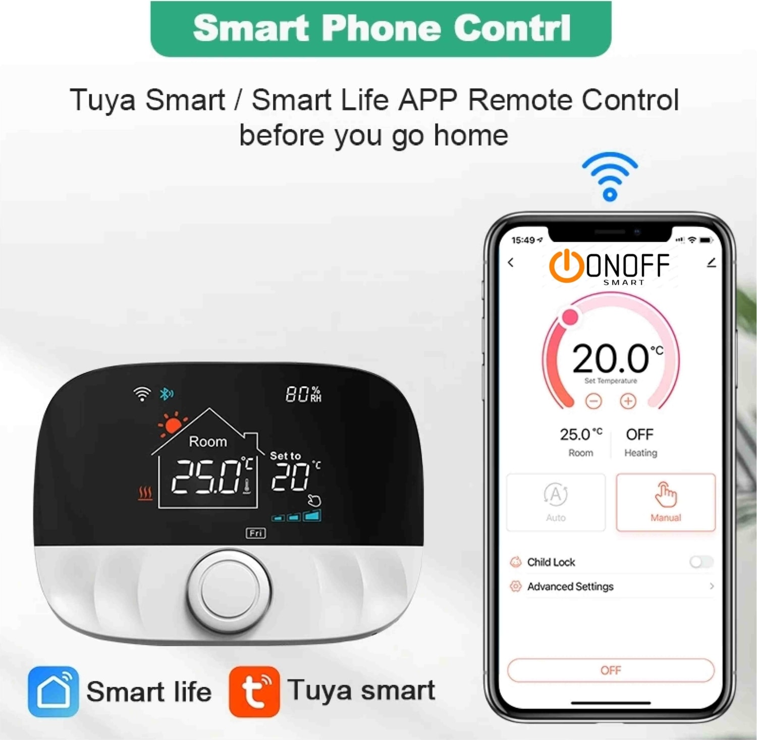 Tuya Destekli Akıllı Wifi Rf 3 Amper Kombi Termostat Anahtar