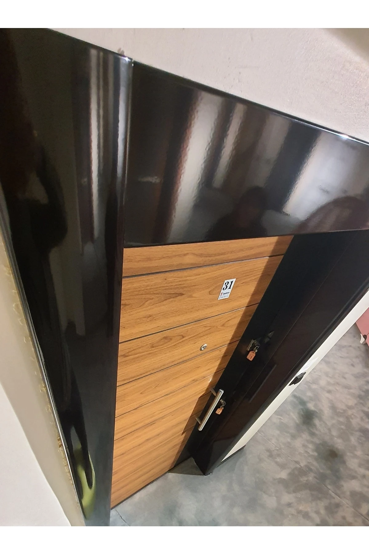 Çelik Kapı, Düz Model Çelik Kapı, Ahşap Desenli Çelik Kapı Sol Açılım