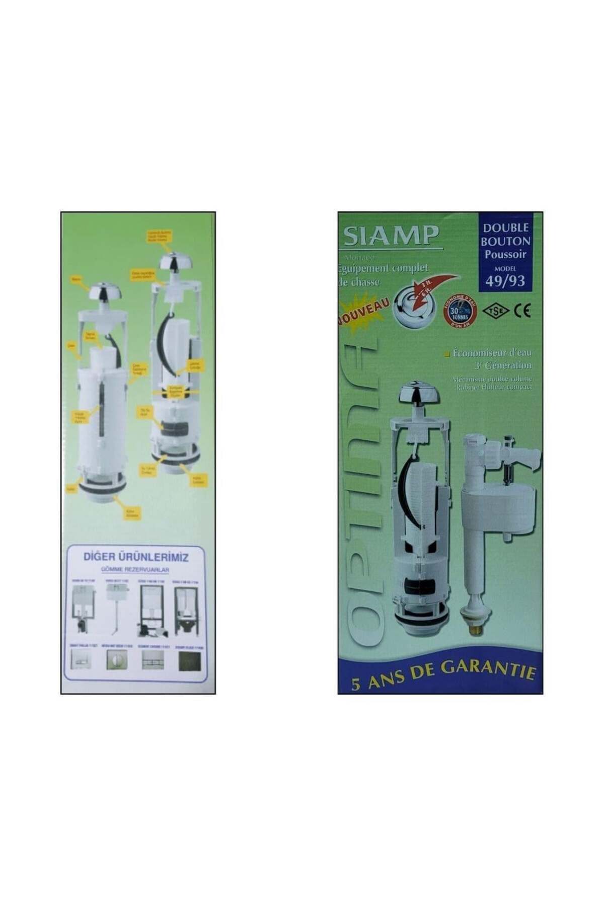 Siamp Klozet Rezarvuar Basmalı Iç Takım 3/6 Lt Kademeli 49x93