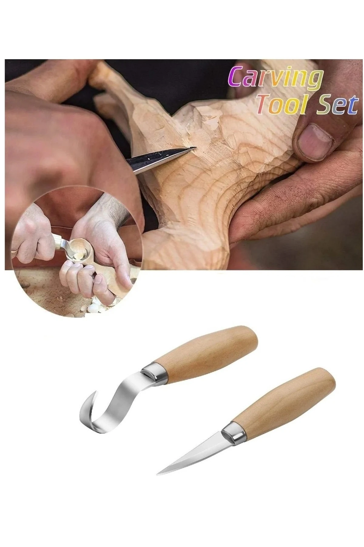 Ahşap oyma ıskarpela alet seti Kaşık Heykel Kuksa oval düz Oyma yontma kıvrık Bıçak 4 lü
