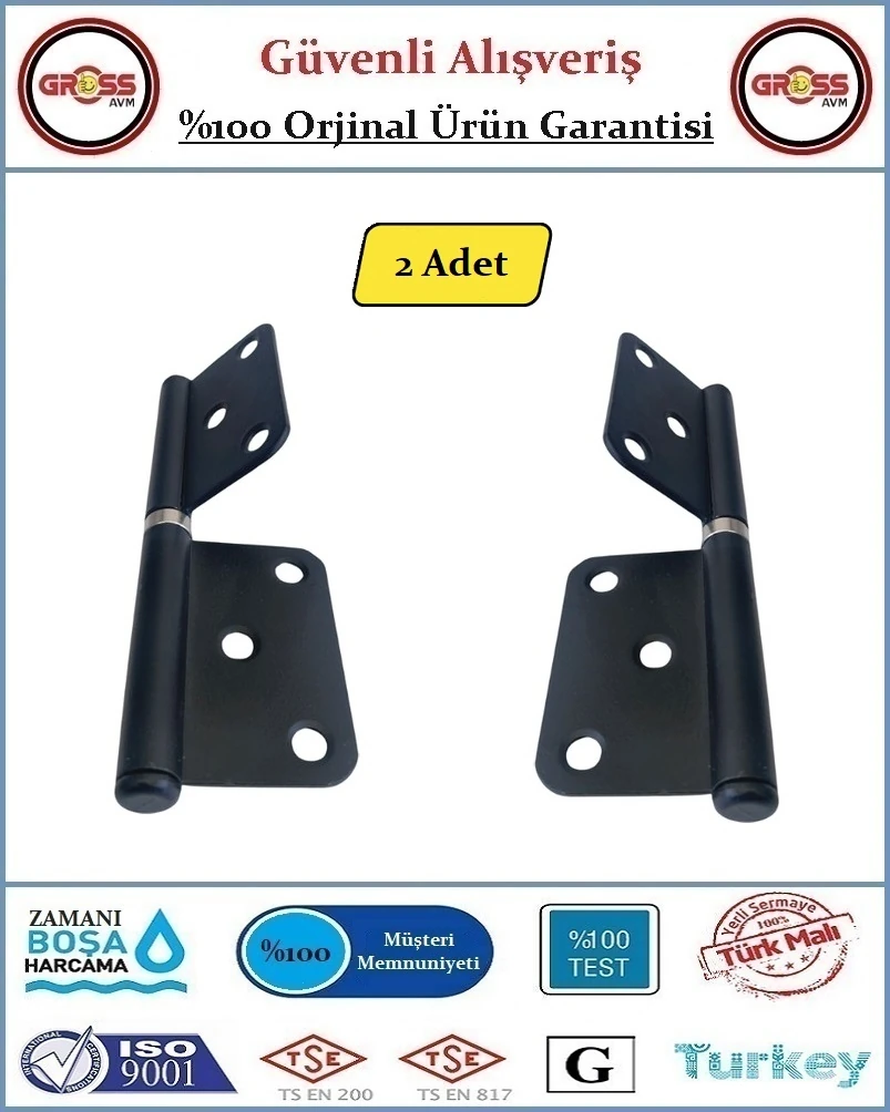 Yönsüz Kapı Menteşesi - Çelik - Siyah - 2 Adet