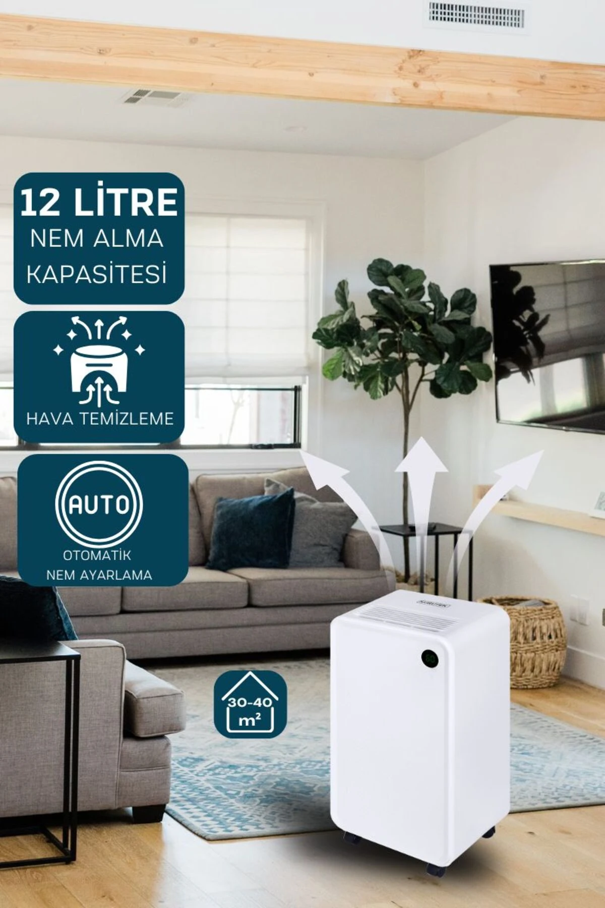 KT12B Ev Tipi Nem Alma ve Hava Temizleme Cihazı