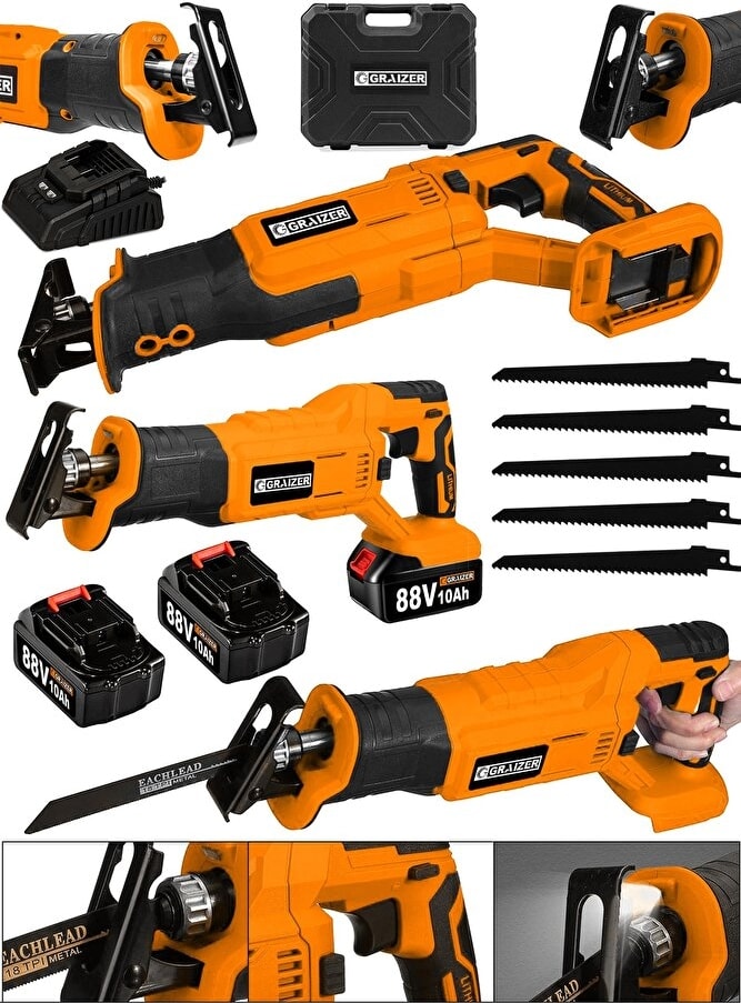 Alman 88 V 10 Ah Kömürsüz Motor Kemik Ahşap Demir Kesmetilki Kuyruğu Akülü Testere Makinesi