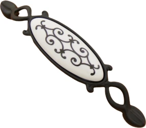 Porselen Kulp Yeni Zarif Mat Siyah Siyah Yaldız 96 mm Dolap Çekmece