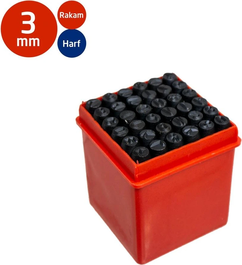 PT03041 Çelik Harf Rakam Zımba Takımı 3 mm (36 Parça)